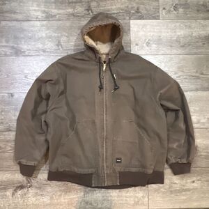 Walls Workwear Sherpa Lined Hooded Duck Canvas Jacket Brown - Men's 3XL